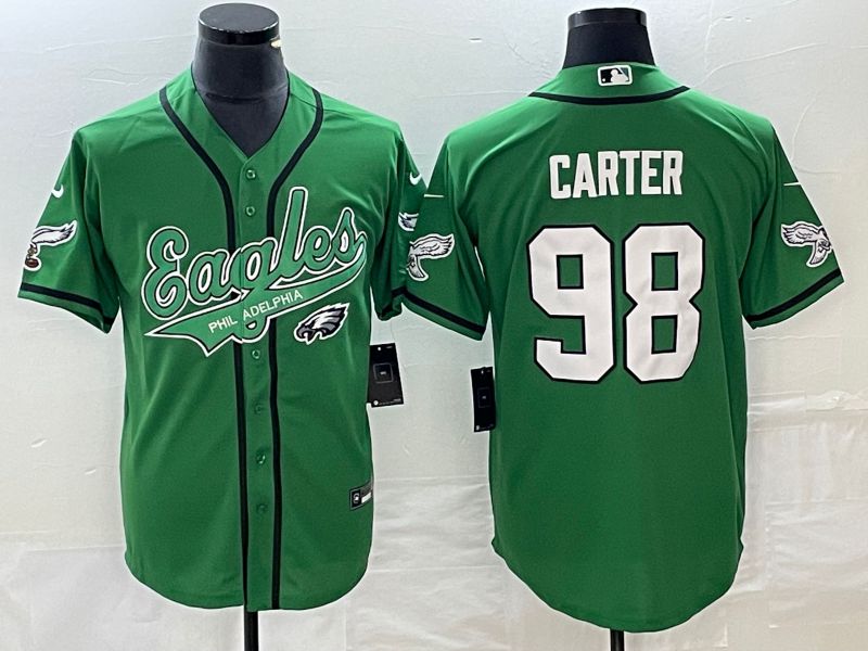 Men Philadelphia Eagles 98 Carter Green Co Branding Game NFL Jersey style 3